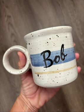 Clay in Mind Handmade Personalized BOB Speckled Glazed Ceramic Mug